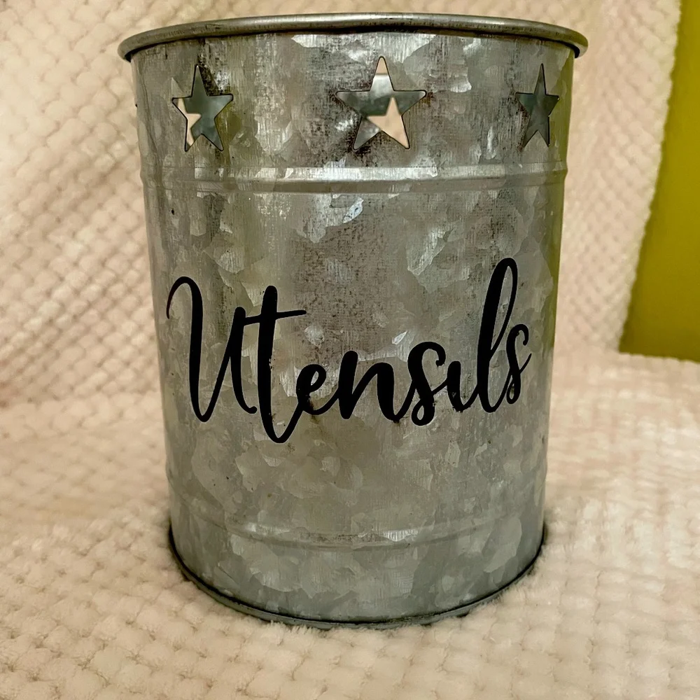 Silver, Metal, Utensil Holder